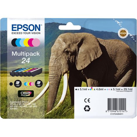 Pack de Cartouche d'encre Epson Elephant 6 couleurs (1/2)
