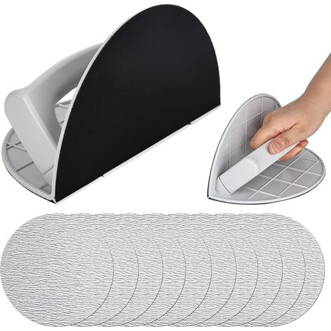 Ponceuse d'angle semi-circulaire multifonction pour ponceuse d'angle à sec avec 10 papiers abrasifs auto-adhésifs, design à angle droit 90° (1/5)