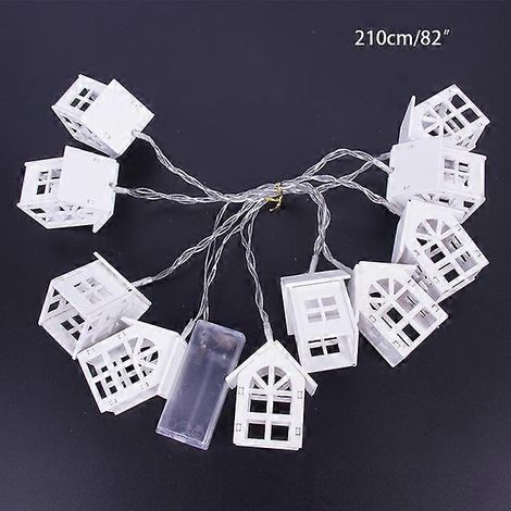Guirlande lumineuse en forme de maison, en bois, 10 LED, thème Noël, pour fêtes, mariages, fenêtres, arbres et décorations saisonnières.-AquaForge (1/5)