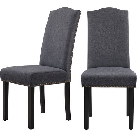 Homevive 2pcs Sillas de Comedor Juego de Silla de Cocina Tapizada en Tela Pack 2 Respaldo Alto con Patas de Madera para Cocina Restaurante Comedor Salon Gris Oscuro (1/5)