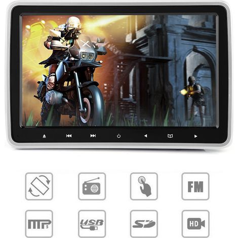 Écran TFT HD 10,1 pouces Lecteur DVD pour Appuie-tête Voiture, Moniteur Numérique Portable à Fixation Clips, Écran Pliable pour Siège Auto (1/5)