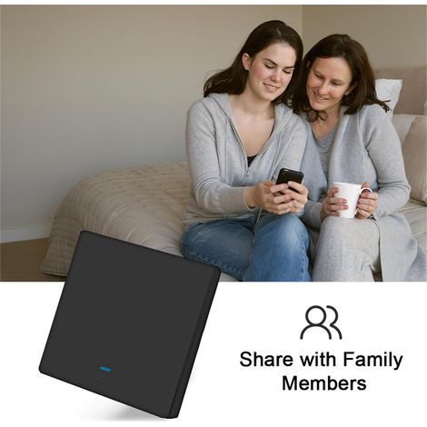 Interrupteur intelligent Wi-Fi avec bouton-poussoir, commande vocale, télécommande et commande tactile. Compatible avec Alexa. Fonctions : programmation, minuterie, compte à rebours. Nécessite un fil (1/5)