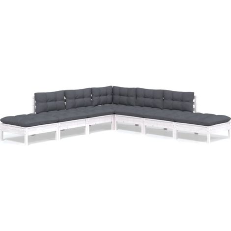 Maison Exclusive - Muebles de jardín 7 pzas con cojines blanco ma