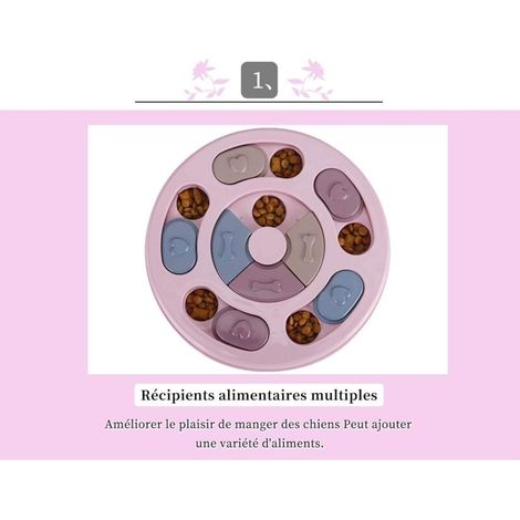 Puzzle per cani, distributore di cibo per cani, giocattolo interattivo resistente per cani, giocattolo per l'addestramento dell'intelligenza canina, miglioramento del QI (rosa) (1/4)
