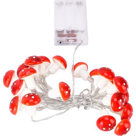 Guirlande lumineuse LED Dedor de 3 m avec 20 champignons rouges, idéale pour la décoration de Noël intérieure et extérieure. (1/4)