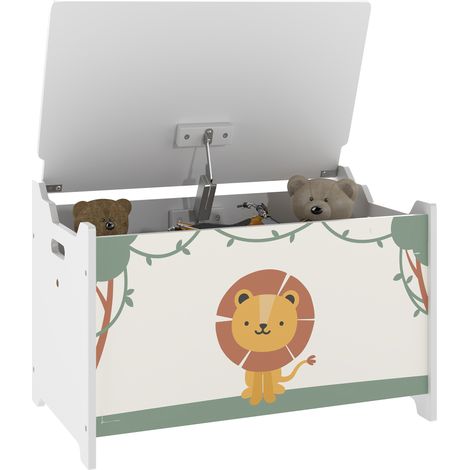 Baule Portagiochi con Coperchio per Bambini per Giocattoli e Vestiti, 60x37x39 cm, Verde