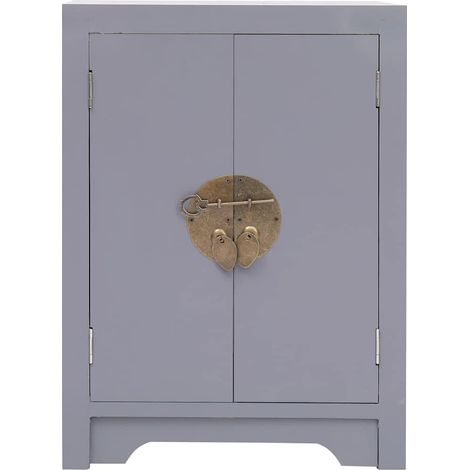 Maison Exclusive - Comodino Grigio 38x28x52 cm in Legno di Paulownia (1/5)