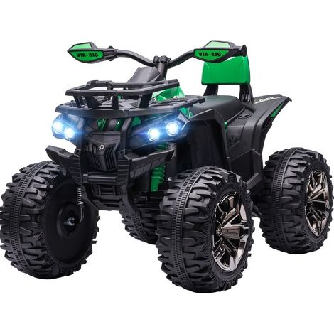 Quad électrique pour enfants avec LED, lecteur USB/TF, vitesse 3-8 km/h, vert, 3-5 ans (1/5)