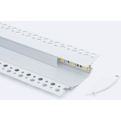Profilo in Alluminio da Incasso per Cartongesso 2m per Striscia LED fino a 12mm Bianco traslucido Bianco 2 m