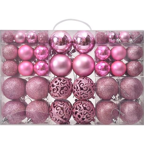 100 décorations de Noël en plastique, à suspendre, parfaites pour les fêtes de Noël, les mariages et autres célébrations (rose). (1/5)