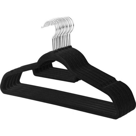 Lot de 10 cintres en Velours pour Costumes Noir (1/4)