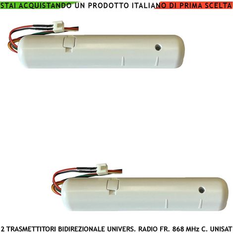 Trasmettitore Wireless Bidirezionale 2 Pezzi Frequenza 868 MHz Portata 300 Metri Codifica UNISAT Anticollisione Anti Jamming Ingresso Sensori Remoti Conta Impulsi Controllo Allarmi Protezione Tamper (1/4)
