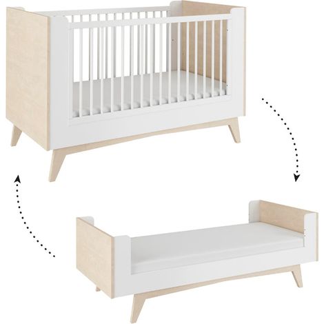 Cuna evolutiva 70x140 en 70x160 Bellamy So Sixty Blanco y madera (1/5)