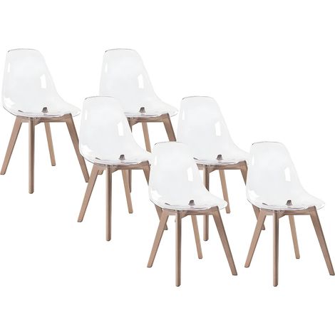 Lotto di 6 sedie Policarbonato e Quercia Trasparente - AUDRA (1/5)