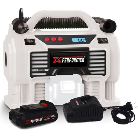 Gonfleur - Mini Compresseur - X-Performer XP2AIR20LI - sans fil 20V/12V - Pression 11 bar - Batterie 2Ah et chargeur inclus