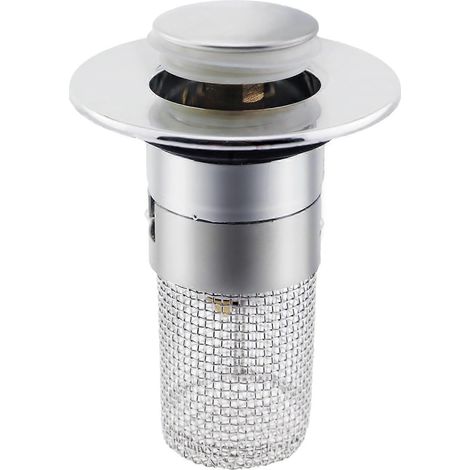 Bonde de lavabo escamotable avec filtre et collecteur de cheveux amovible en acier inoxydable. (1/5)