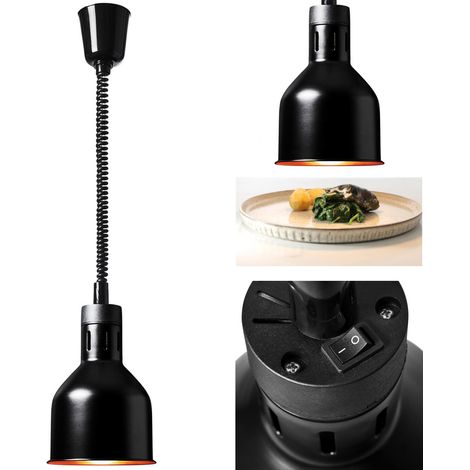 Infrarot-Lebensmittelwärmerlampe, hängend, schwarz, Durchmesser 17 cm, 250 W (1/4)
