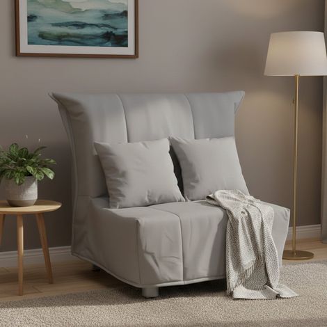 Talamo Italia Sofa cama Alma, Sofá individual, 100% Made in Italy, Sillón de salón con apertura trolley, en tela acolchada, con almohadas incluidas, Cm 85x90h85, Gris, con embalaje reforzado (1/5)
