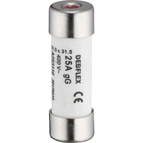 DEBFLEX - FUSIBLE AVEC VOYANT 10,3X31,5 25A 400V SACHET DE 3 - 715356 (1/4)