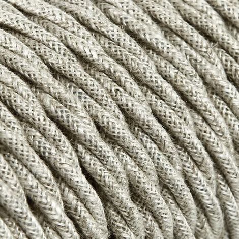 Câble Electrique Toile Beige en Textile Torsadé 3x0.75mm² - Fil Electrique Tissu