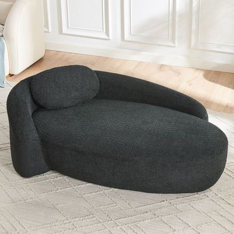Canapé - SOGEU - W3358P480233 - Tissu bouclette - Noir - Confort moelleux (1/5)