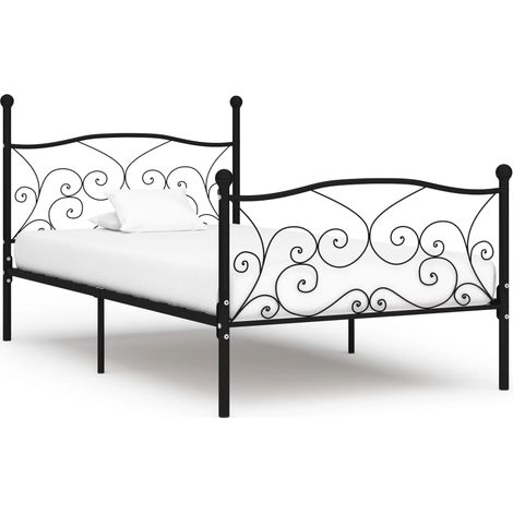 Cadre de lit sans matelas avec sommier à lattes métal 90x200 cm
