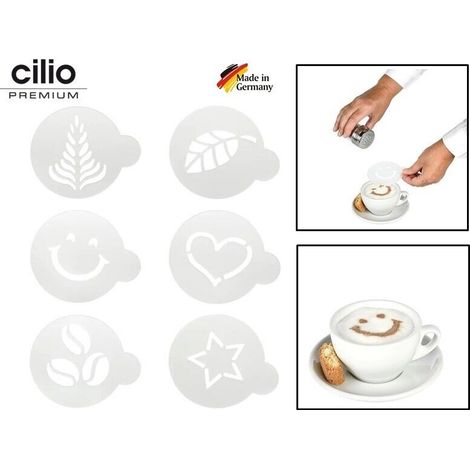Stencil per decorazione caffè, 6 pezzi, diametro 8,5 cm / Cilio