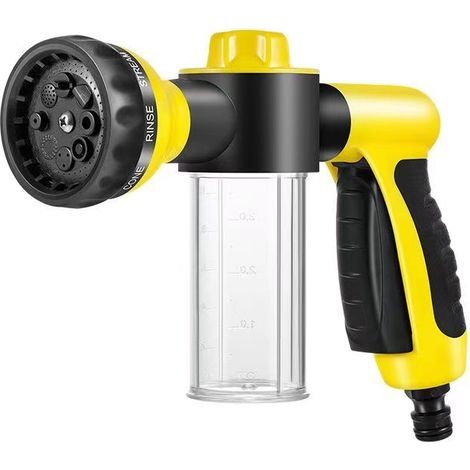 Pistolet de Lavage Haute Pression avec Réservoir à Mousse - 8 Fonctions, Jaune
-lsw (1/3)