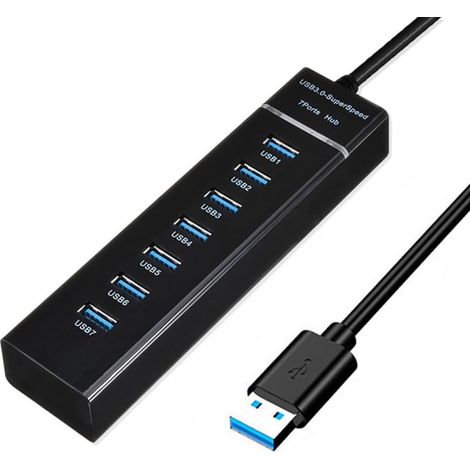 Hub USB 3.0 7 ports (1 m) - Synchronisation de données haute vitesse avec voyant lumineux - Compatible Windows, macOS et Linux (1/4)