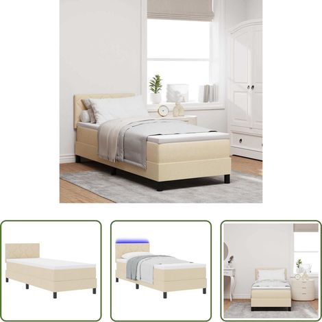 vidaXL LED-Leiste - Boxspringbett mit Matratze mit LED Creme 80 x 200 cm Stoff (1/5)