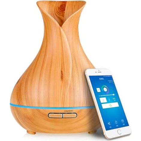 Diffuseur d'huiles essentielles sans fil intelligent WiFi, compatible avec Alexa et Google Home, application téléphone et commande vocale, grand diffuseur à ultrasons, paramètres LED et minuterie (1/5)
