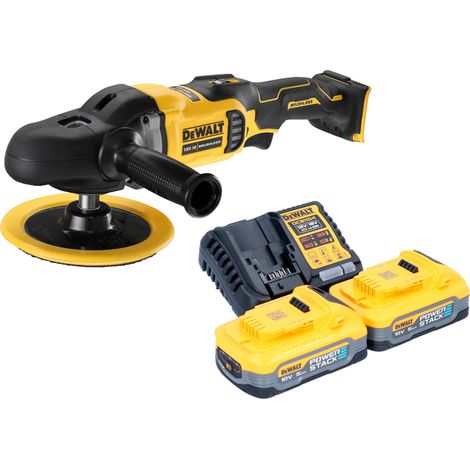 Pulidora excéntrica con batería DeWalt DCM 849 H2 18 V 180 mm sin escobillas + 2 baterías Powerstack de 5,0 Ah + cargador (1/4)