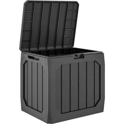 Contenitore da giardino in plastica da 121 litri, contenitore per esterni con maniglie, nero. Disponibile in loco. (1/5)