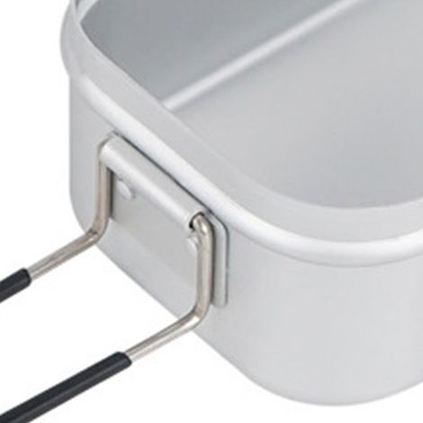 Boîte à lunch en aluminium avec poignée pliable, boîte bento portable en acier inoxydable légère, idéale pour les pique-niques en plein air, blanche, 800 ml, avec panier vapeur. (1/5)