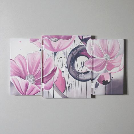 Quadro TRIS moderno su tela 65x146 cm telaio in legno tema Floreale (1/5)