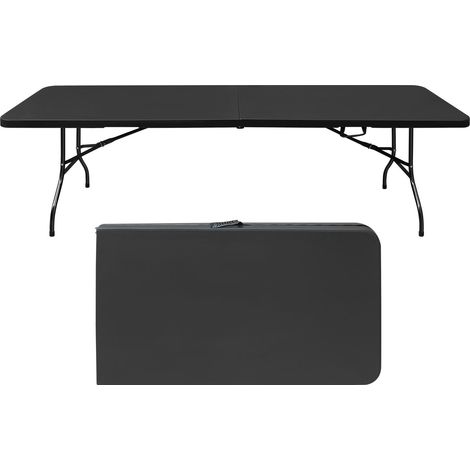 244cm Portable Heavy Duty Folding Table with Handle, Foldable Table, Multi-Functional Fold up Table for Camping Picnic Parties Indoor/Outdoor, Capacity Weight 135KG (Black) (1/5)