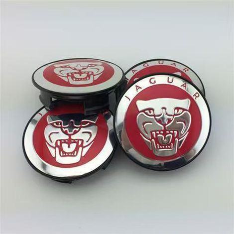 Cache moyeu de roue 59 mm pour Jaguar XF XJL XK X-Type, enjoliveur central jante avec logo compatible pneus Jaguar, bouchon de centre roue rouge, lot de 4 pièces (1/2)