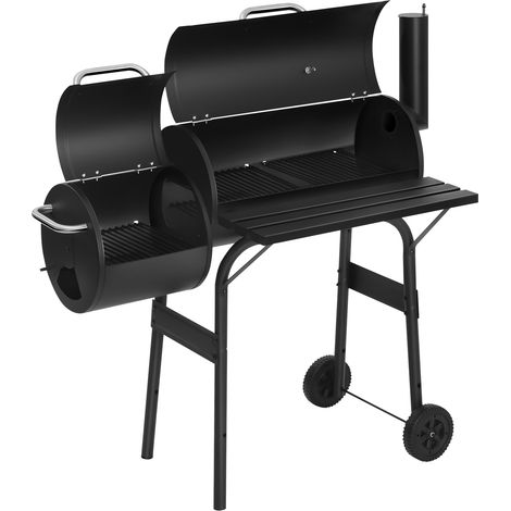 Woltu – Barbecue à charbon portable 115x53x114cm – 3 grilles de cuisson – Roues pour transport facile – Thermomètre intégré – Idéal pour fumer et griller (1/5)
