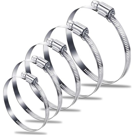 Lot de 5 Collier de serrage,Acier inoxydable 304,Réglable 141-165 mm,Système de verrouillage,Tuyau évacuation(Q3 : Nouveaux produits pour le mois d'août) (1/5)