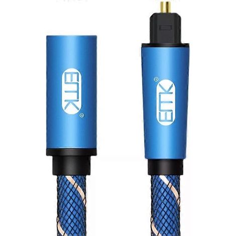 Câble d'extension optique numérique 3 m mâle vers femelle SPDIF (bleu) - (1/2)