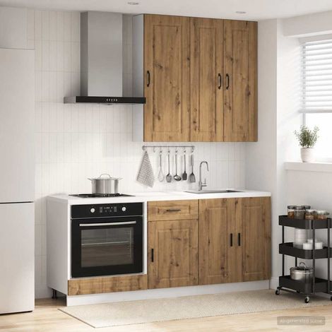 Ensemble de meubles de cuisine 5 pièces en bois d’ingénierie chêne artisanal, 99.22kg - PANGIVO (1/5)