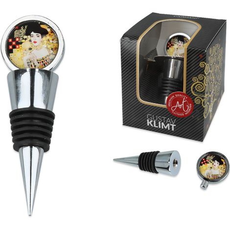 Tappo decorativo per vino, tappo per bottiglia Adela Gustav Klimt, vetro decorativo (1/5)