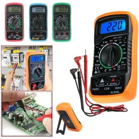 Multimetro digitale LCD blu XL830L Voltmetro Amperometro Ohmetro Tester, Tester di tensione CA e CC, Verificatore di circuiti, Buzzer