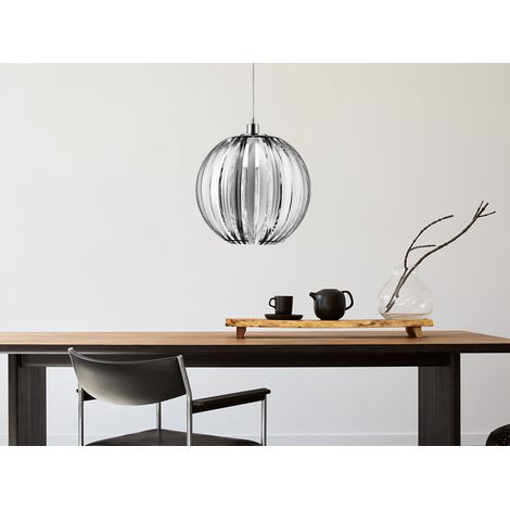 LED Kugel Pendelleuchte mit Acryllamellen Silber Chrom, Ø 40cm (1/5)