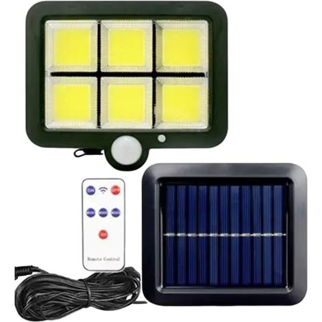 Lampada solare da esterno con sensore di movimento, telecomando, bracci regolabili e 6 LED COB. (1/5)