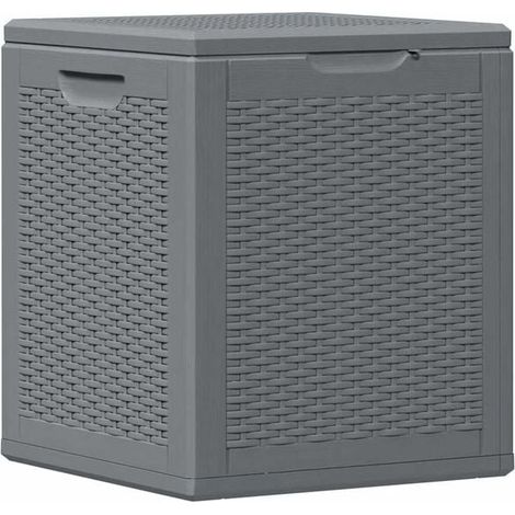 Coffre de jardin en rotin PP gris, 90 litres (1/5)