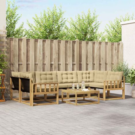 vidaXL Outdoor-Sofagarnitur 7 pcs Weiß und Beige 79 x 79 x 37 cm (1/5)
