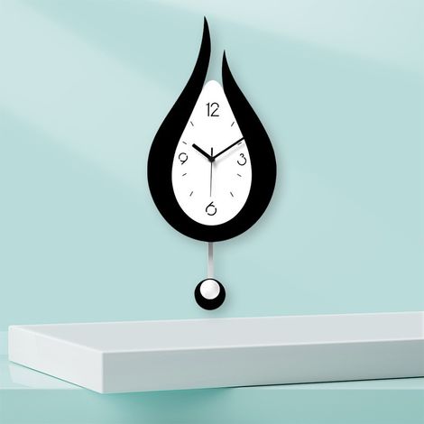 Reloj de pared acrílico con efecto de gotas de agua, sencillo reloj mecedor, decorativo para sala de estar, silencioso para dormitorio, estilo europeo (blanco y negro) (1/4)