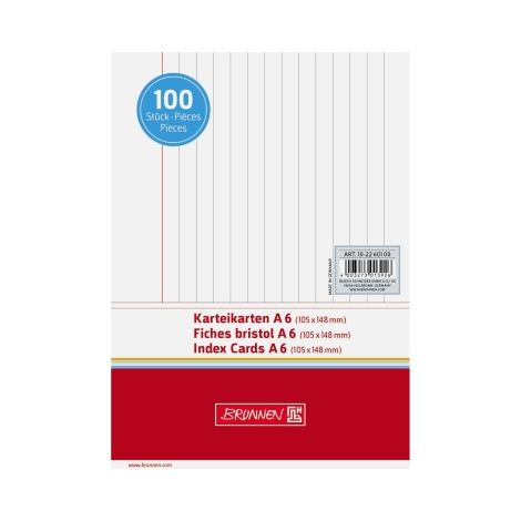 BRUNNEN Karteikarte 102260100 DIN A6 liniert ws 100 St./Pack. (1/2)