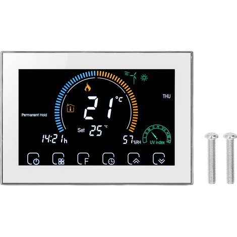 Eosnow Digitaler Thermostat, WiFi, 4,8 Zoll Farb-Touchscreen, programmierbar, für Zuhause, 16 A AC, 95–240 V, 50–60 Hz, 24 V DC, Weiß